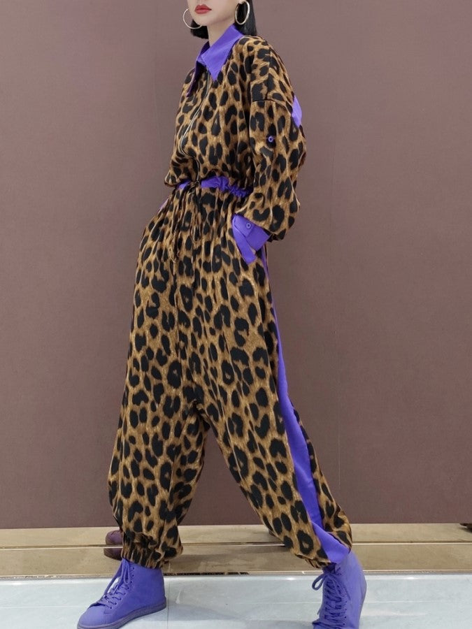 Leopard Baggy Pants Jumpsuit X2212