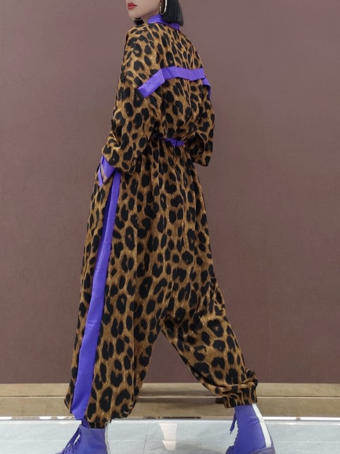 Leopard Baggy Pants Jumpsuit X2212