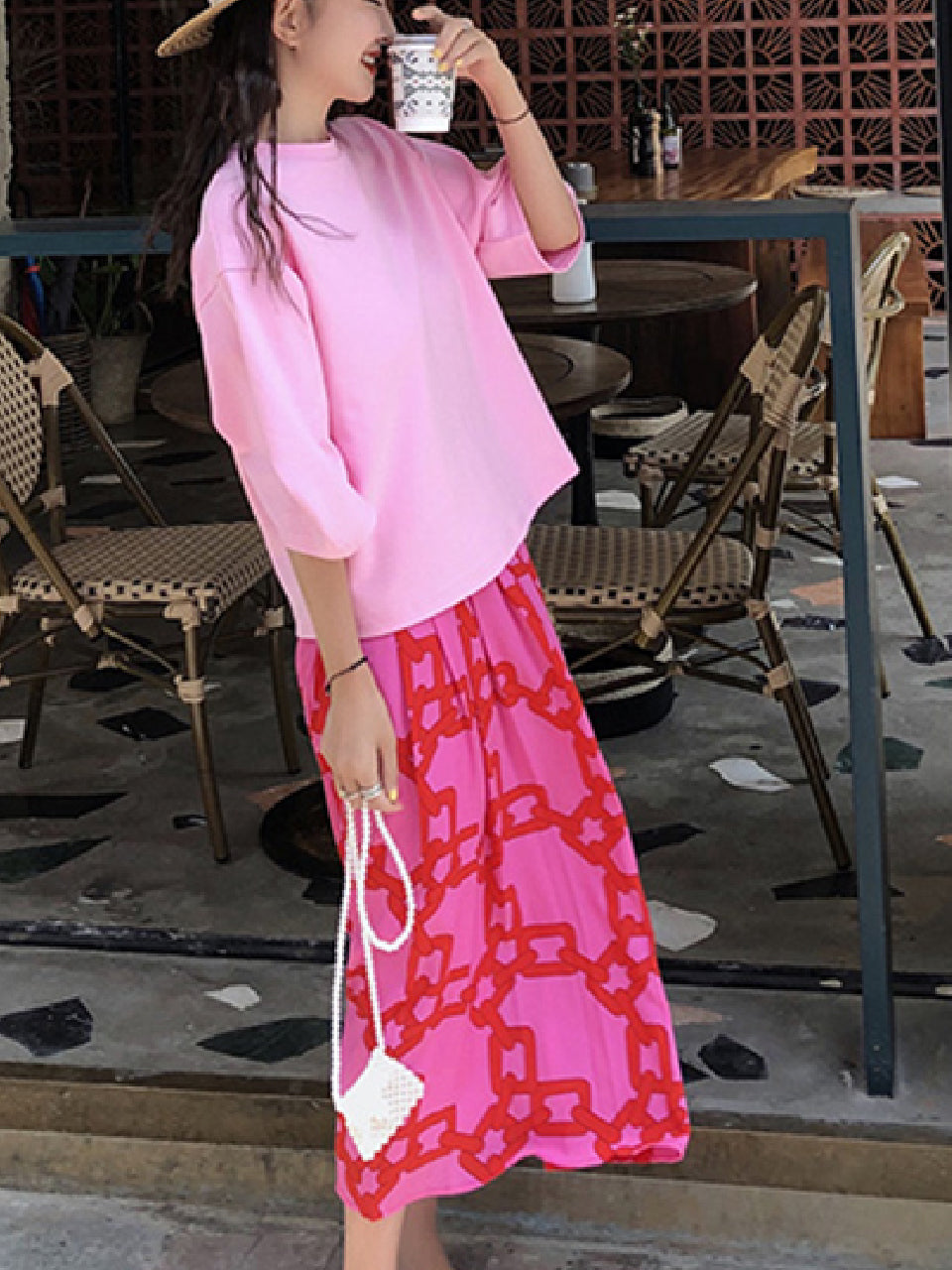 Chain Print Chiffon Skirt X321