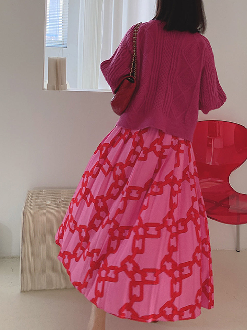 Chain Print Chiffon Skirt X321