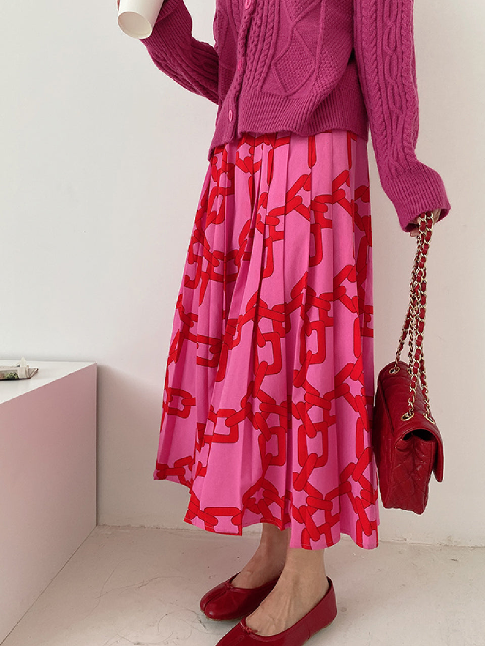 Chain Print Chiffon Skirt X321