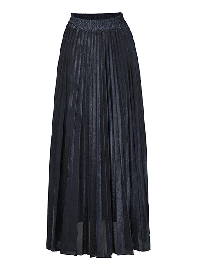 Champagne color long pleated skirt X413
