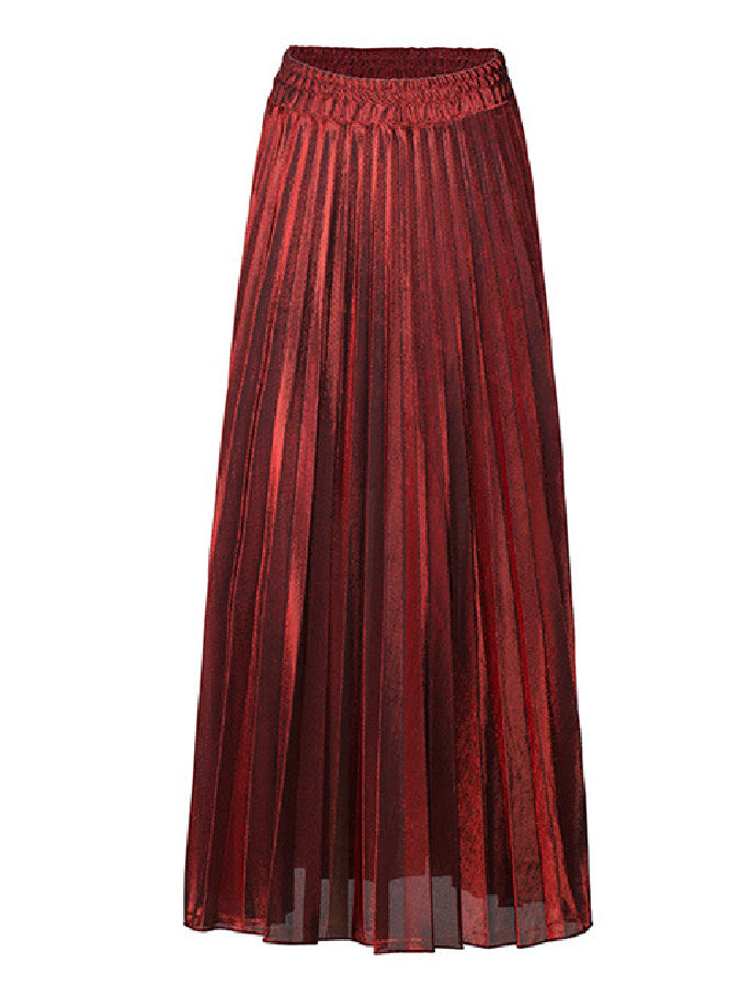 Champagne color long pleated skirt X413