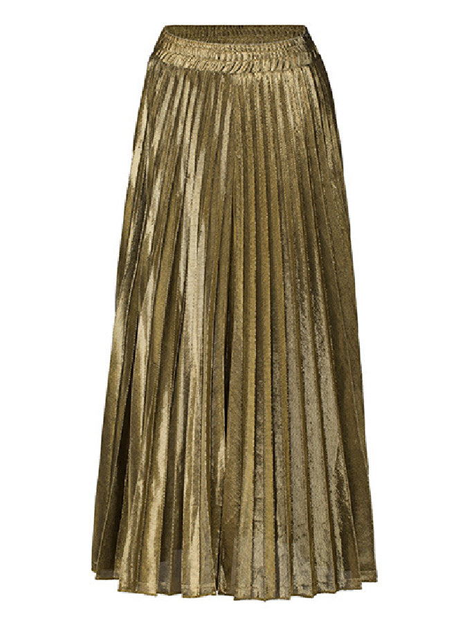 Champagne color long pleated skirt X413
