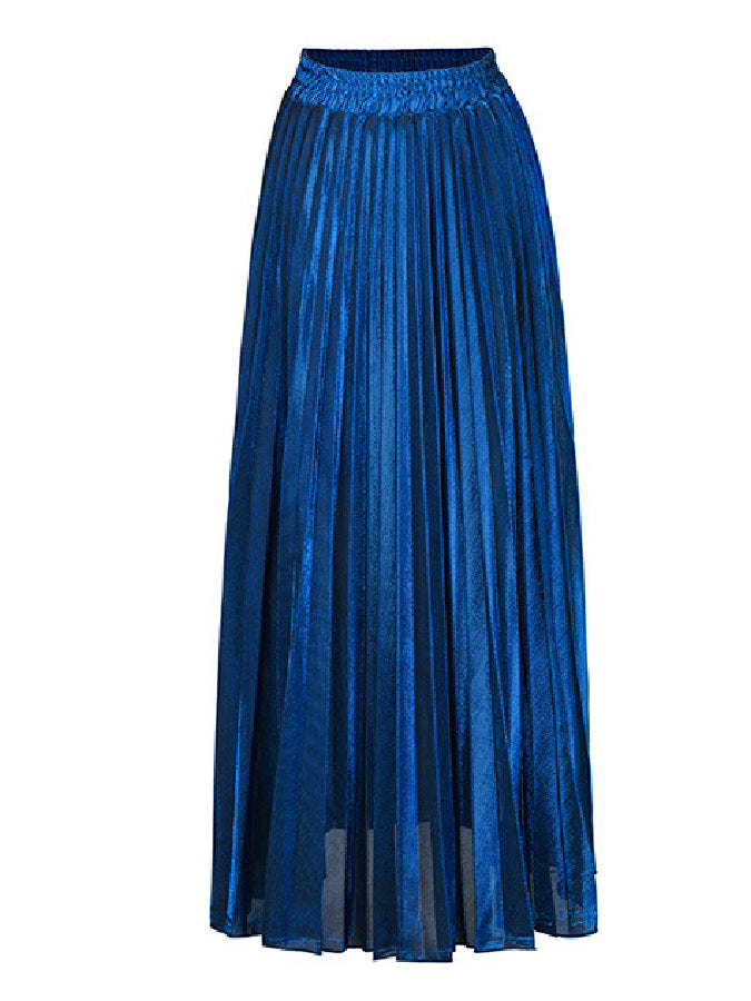 Champagne color long pleated skirt X413