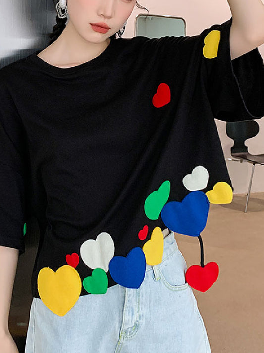 愛心寬鬆短上衣 X449