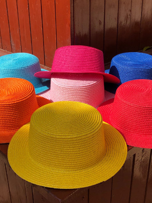 Vivid Flat Top Straw Hat X459