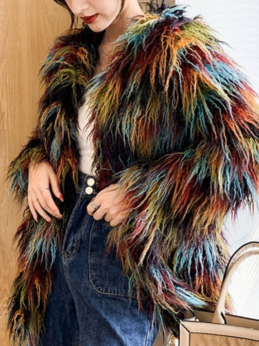 Mixed Faux Fur Jacket X809