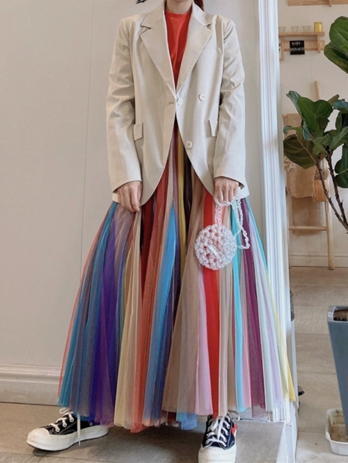 Multicolor mesh skirt X243