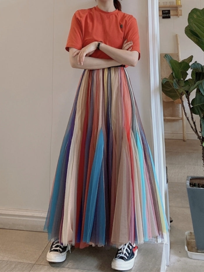 Multicolor mesh skirt X243