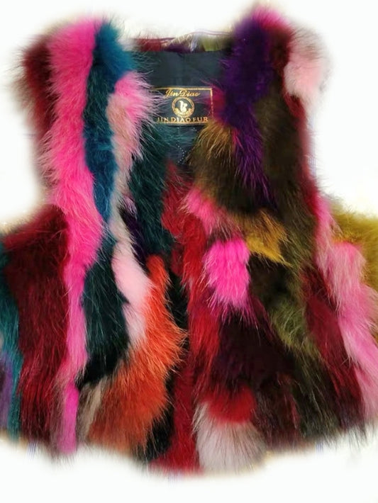 Rainbow fur vest X603