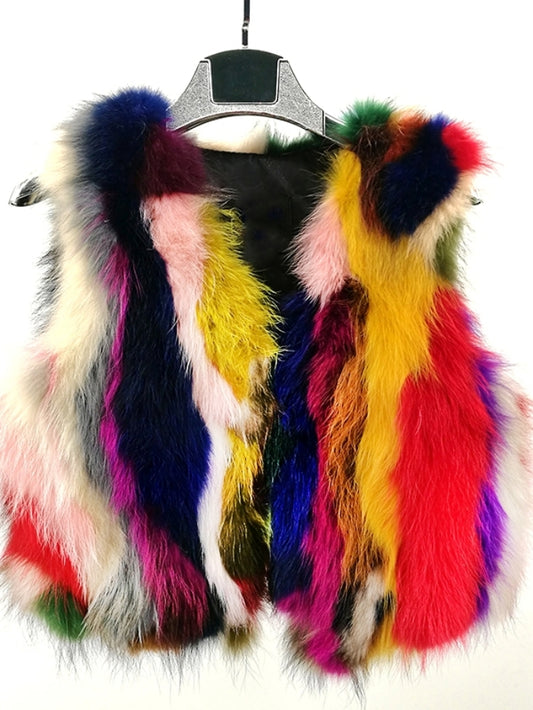 Rainbow fur vest X603