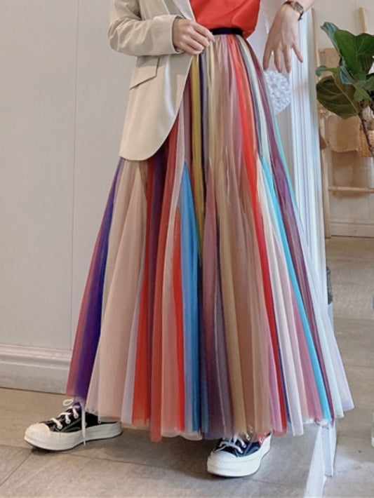 Multicolor mesh skirt X243