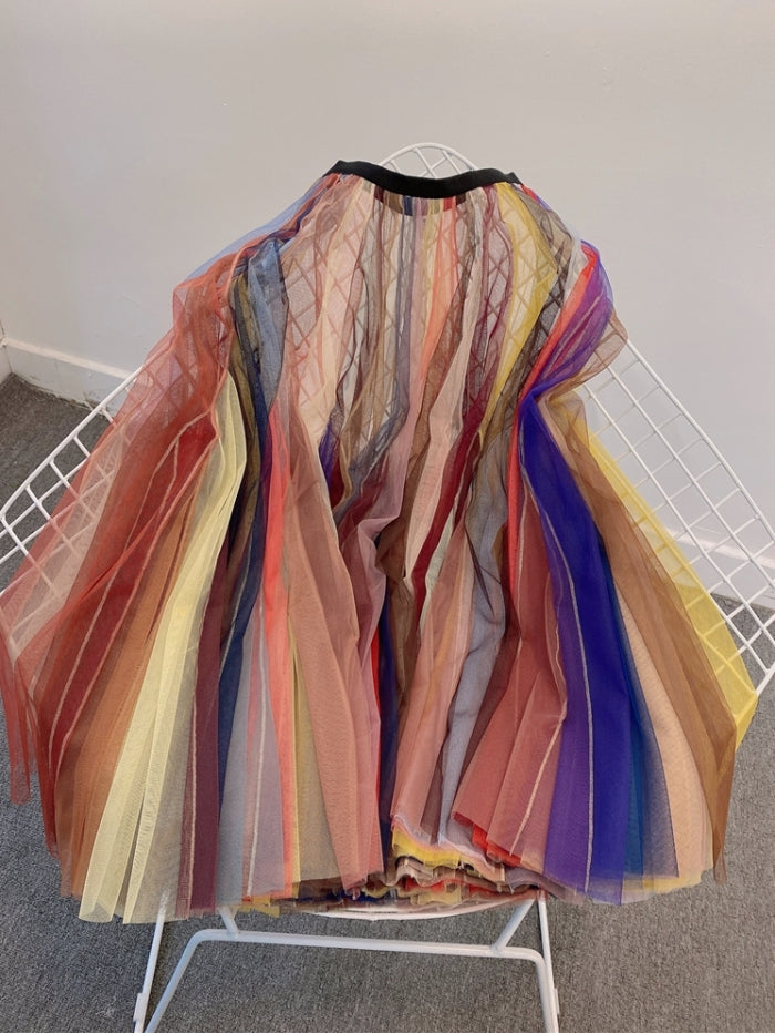 Multicolor mesh skirt X243