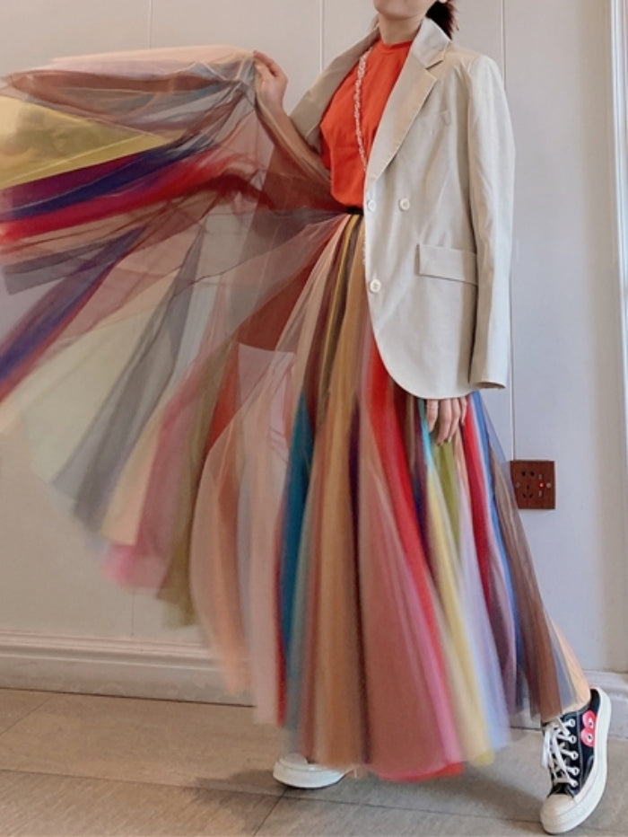 Multicolor mesh skirt X243