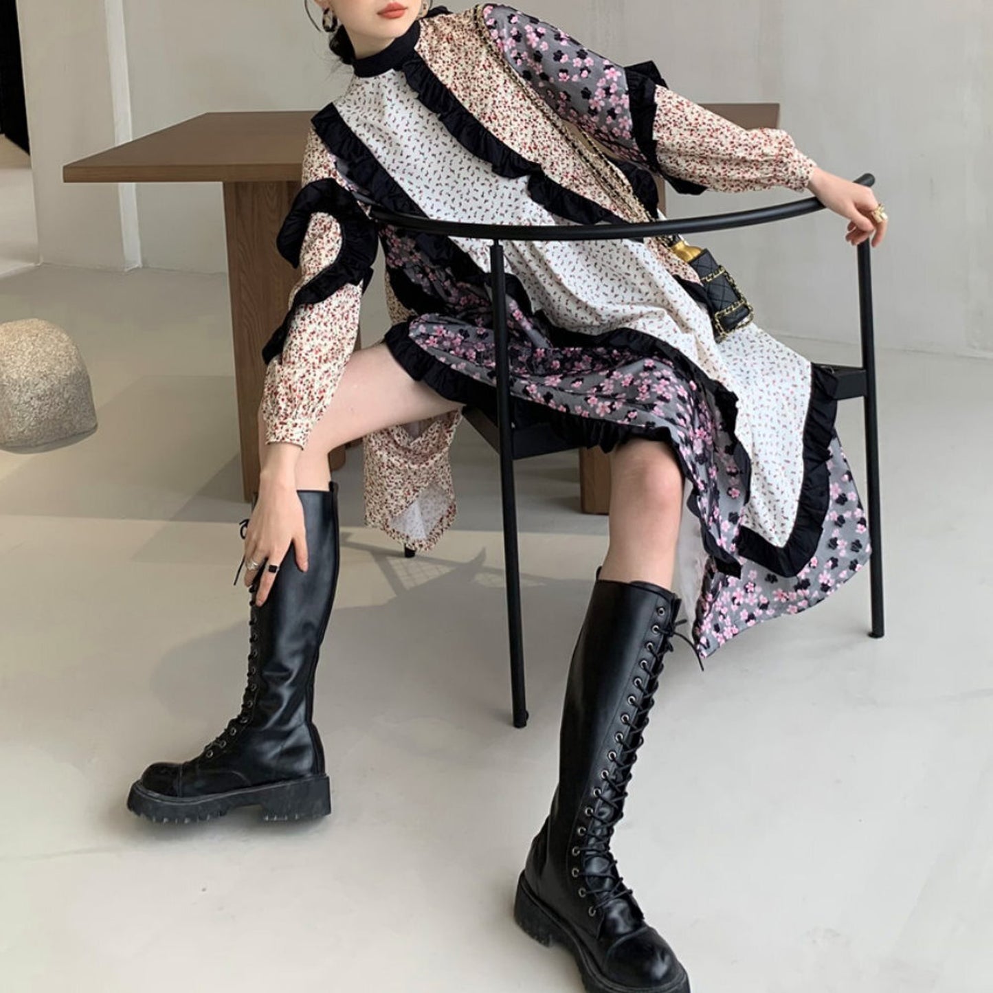 Patchwork frill dress X230