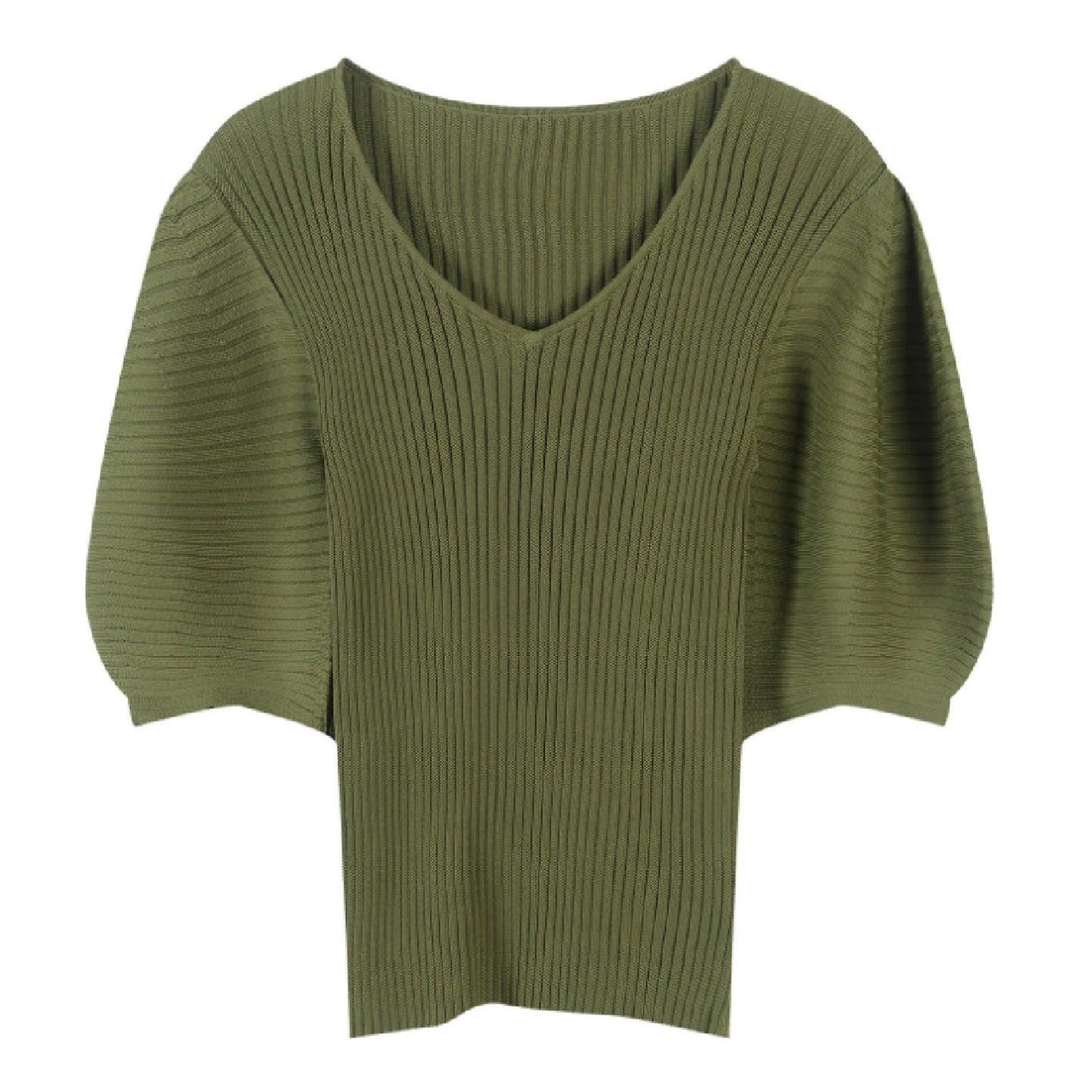 Western Puff Sleeve V Neck Knit X269