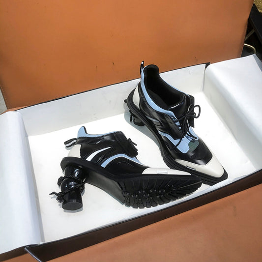 Pointed high-heeled leather shoes X033