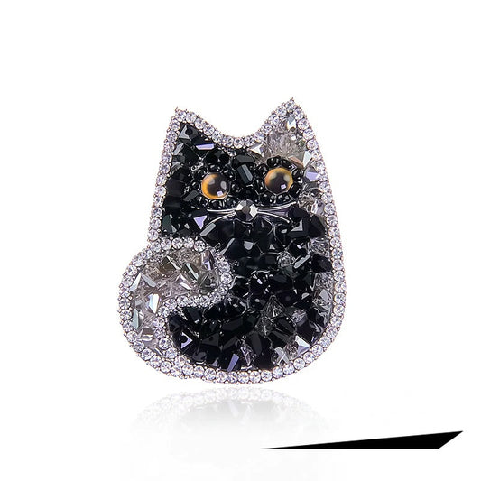 Black Cat Crystal Brooch　X3681