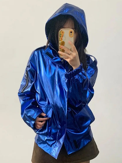 Metallic color hood jacket X2526