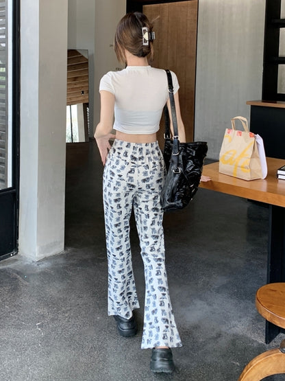 Dock Print Flare Pants X2388