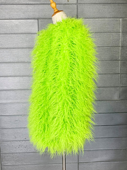 Neon color volume fur jacket X2489