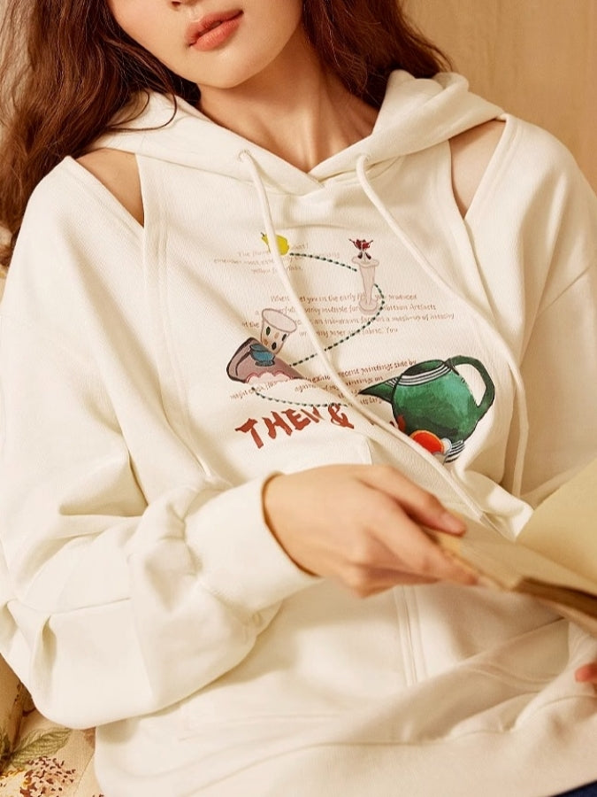 Shoulder Cut Design Hoodie X2425