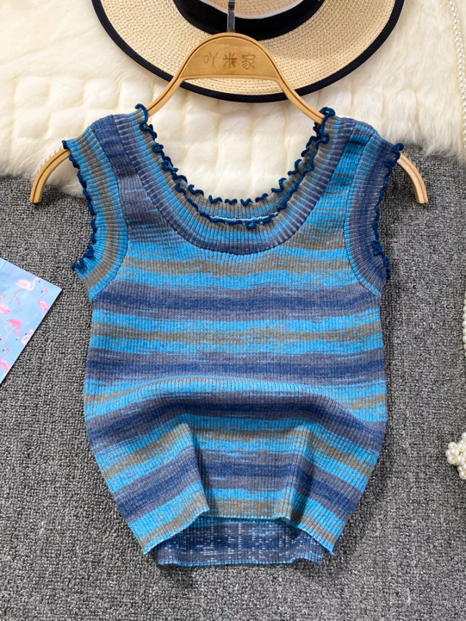 Rainbow Border Summer Knit Vest X2316