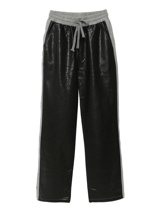 Docking PU leather sweatpants X2486