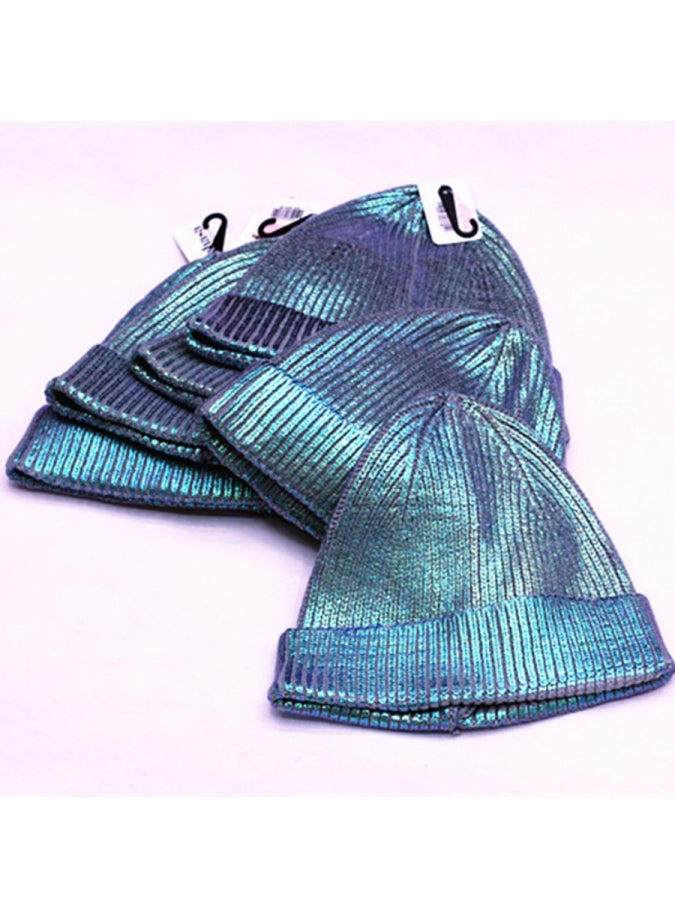 Unisex metallic roll knit cap X2544