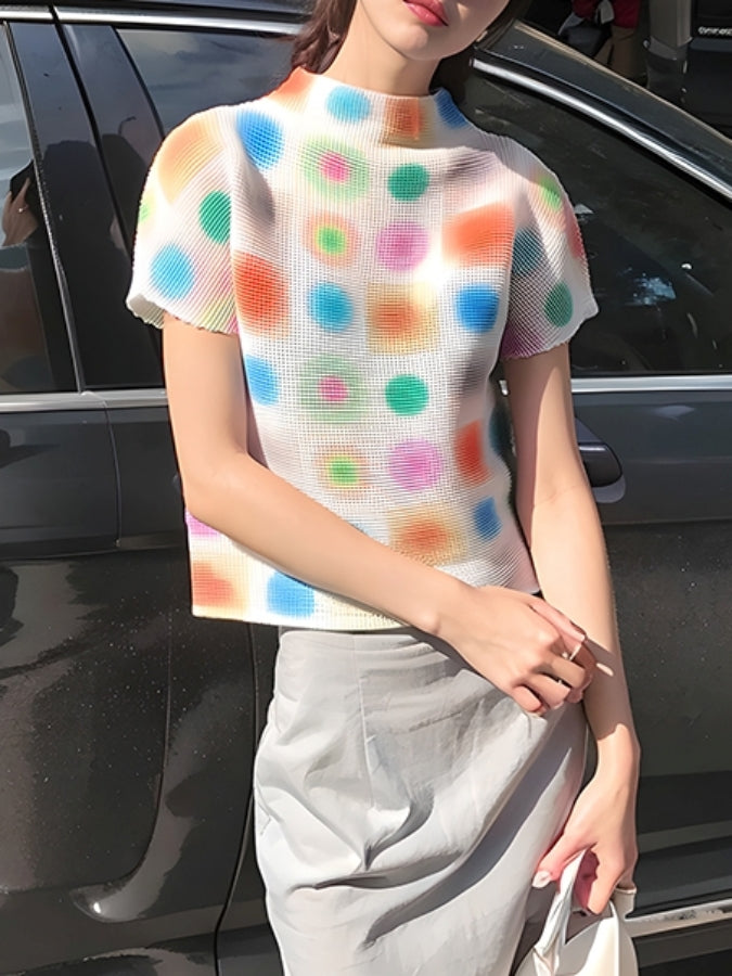 Multicolor dot T-shirt X2413