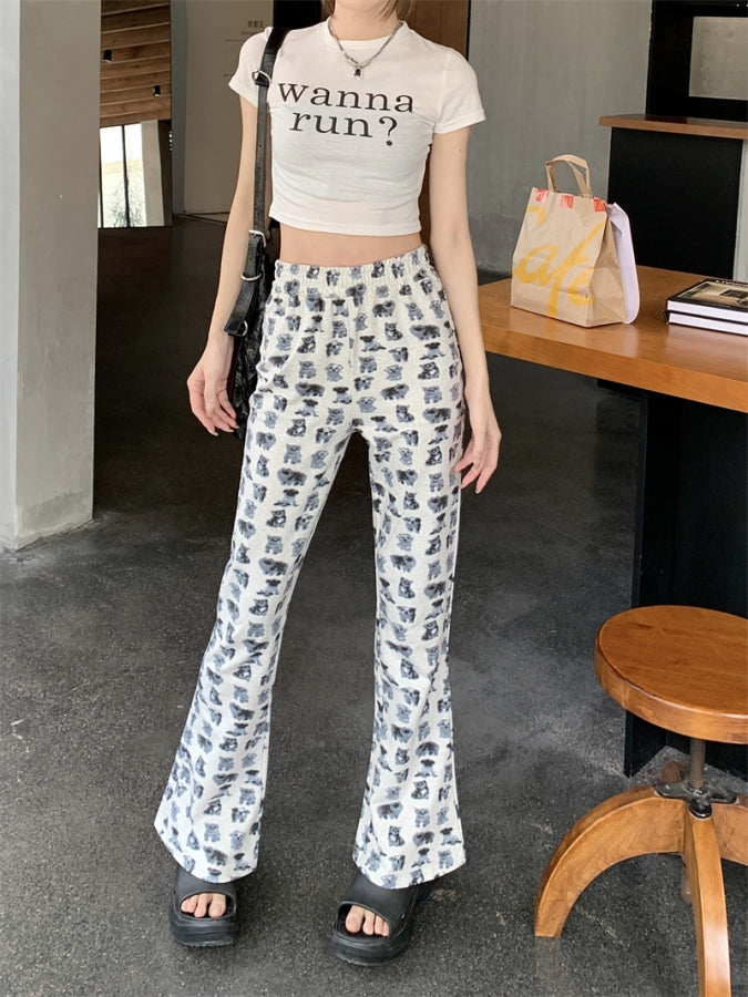 Dock Print Flare Pants X2388