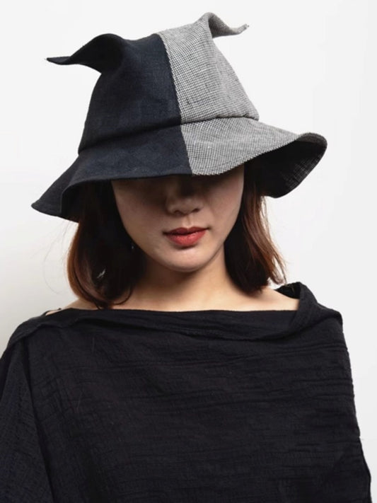 Glen Check Pattern Bicolor Bucket Hat X2914