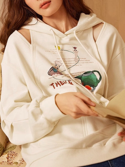 Shoulder Cut Design Hoodie X2425