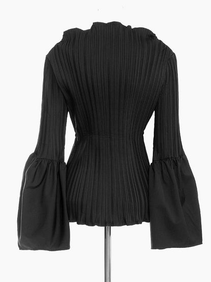 Trumpet sleeve pleated pullover X2483