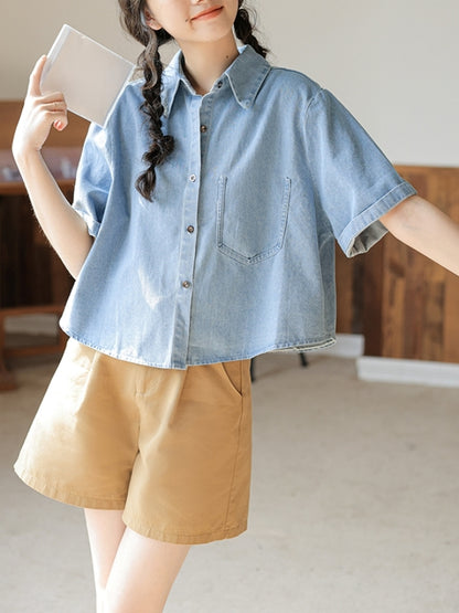 Short denim shirt X2389