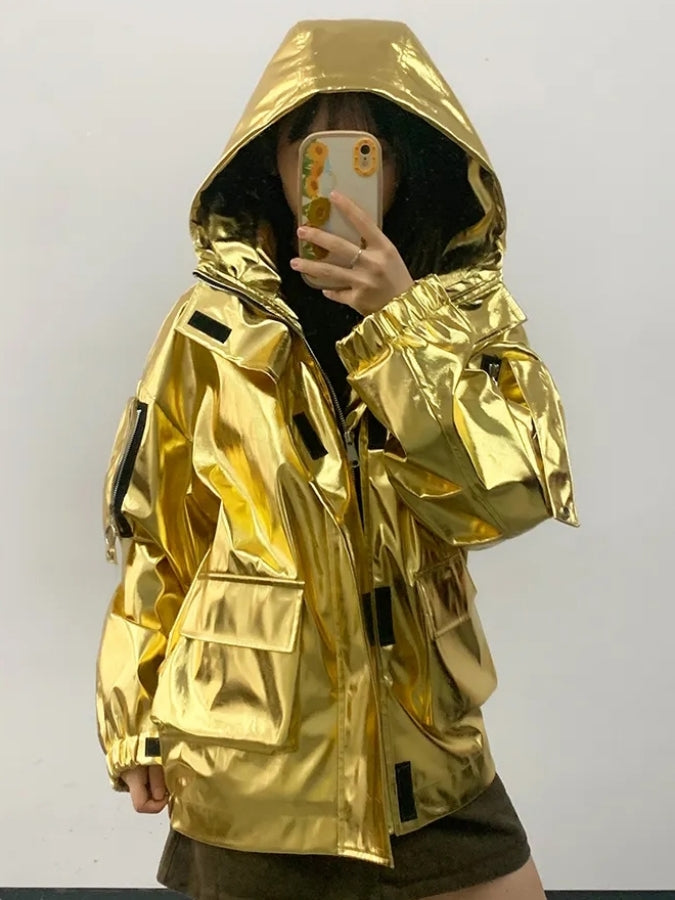 Metallic color hood jacket X2526