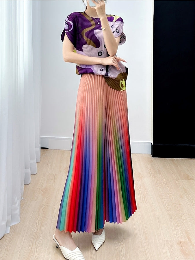 Gradient pleated pants X2328