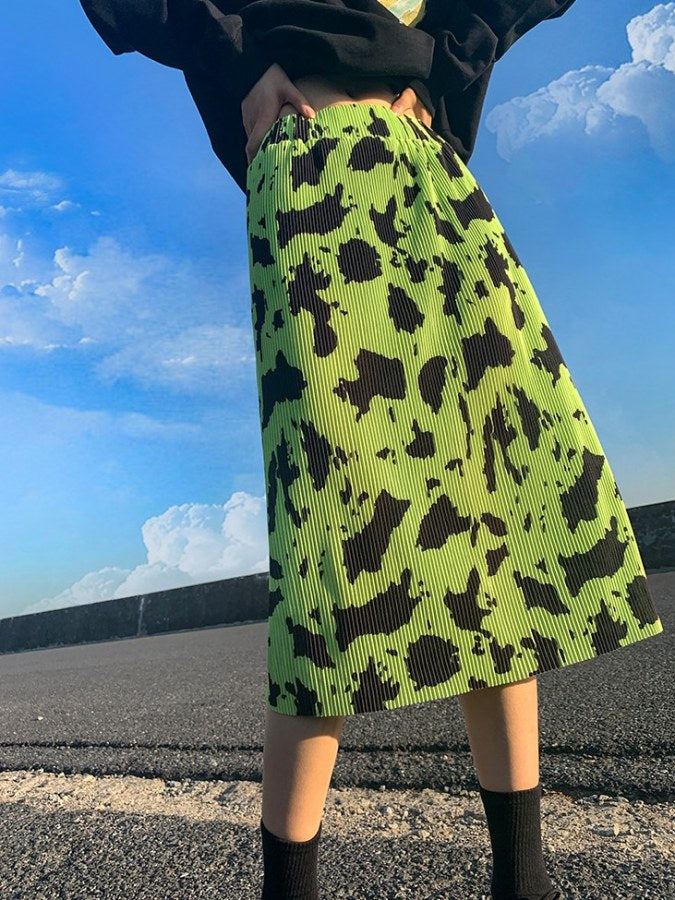 Fluro green clearance pleated skirt