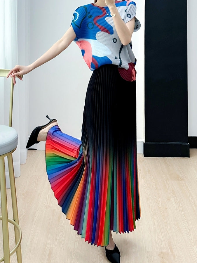 Gradient pleated pants X2328