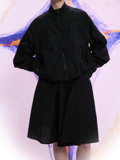 フルジップスポーティジャケット/ハイウエストAラインフレアスカート　X2551