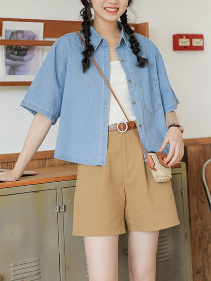 Short denim shirt X2389