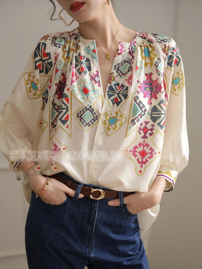 Nostalgic Henley Neck Shirt X2414