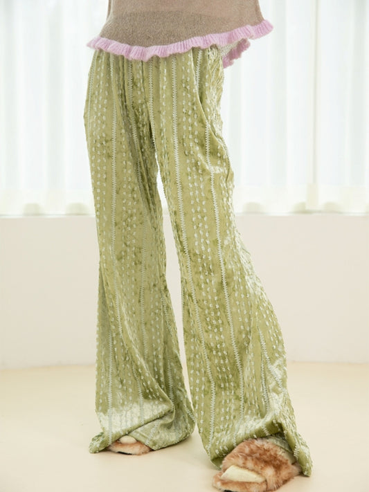 Line design velvet flare pants X2461