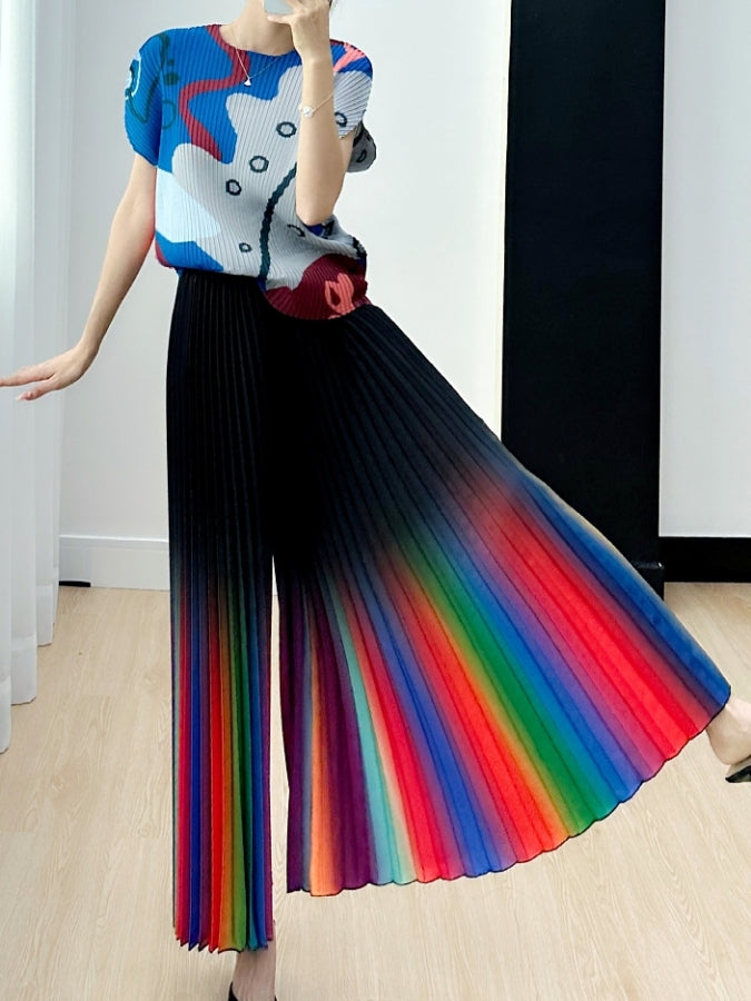 Gradient pleated pants X2328