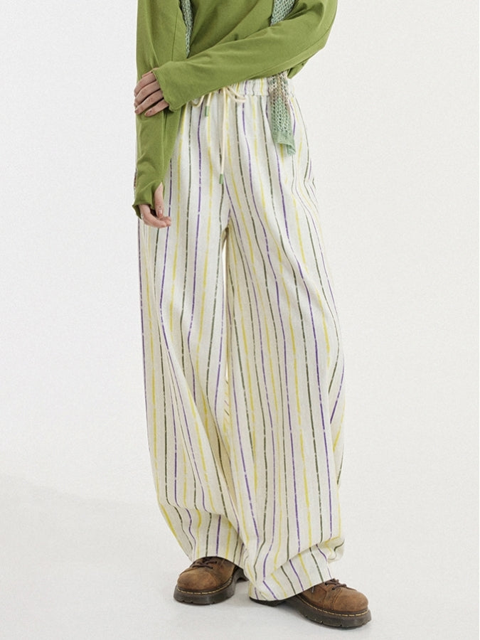 Striped casual pants X2475