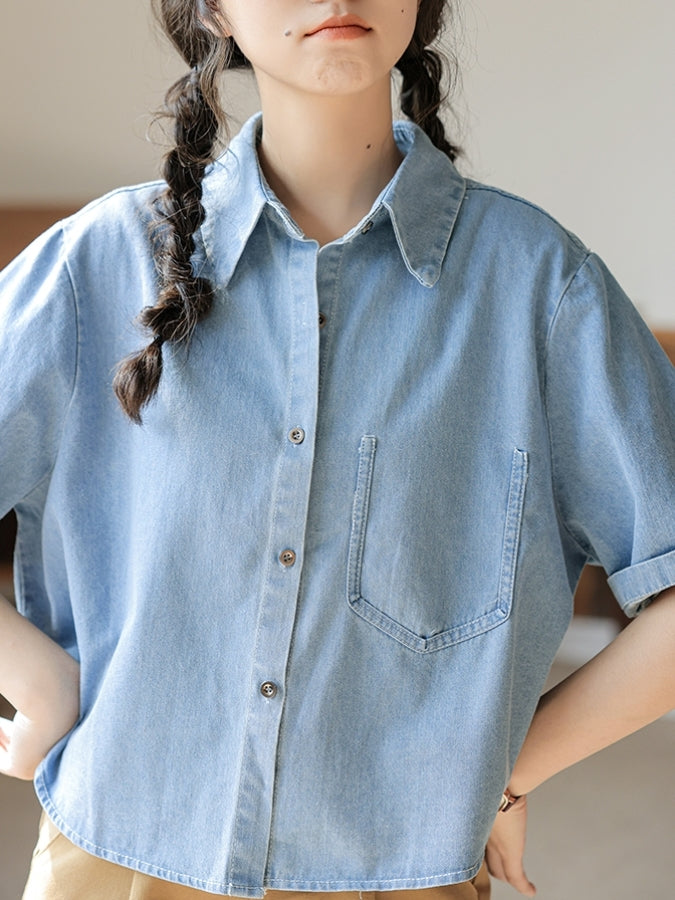 Short denim shirt X2389