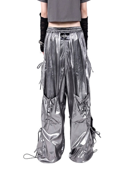 Metallic color Y2K pants X2449