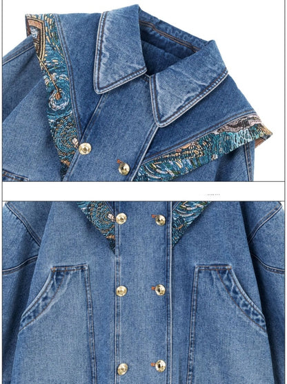 Design color back ribbon denim jacket X3007