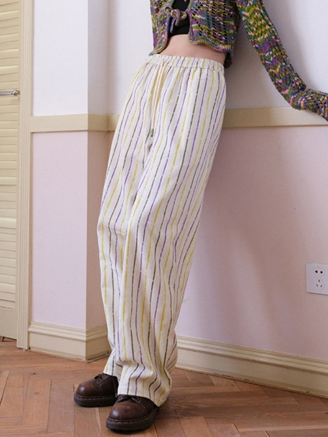 Striped casual pants X2475